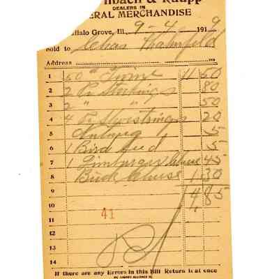 Firnbach and Raupp Receipt 1919