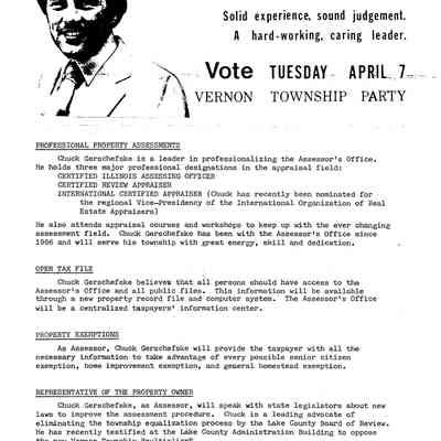 Chuck Gerschefske Assessor Election Pamphlet 1981