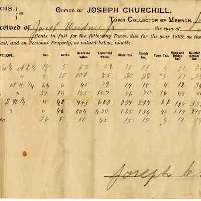 Jacob Weidner Tax Bill 1891