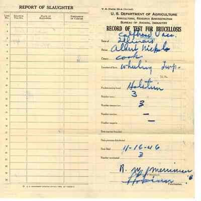 Record, Brucellosis Test
