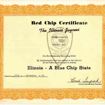 Jaycees Red Chip Certificate 1969
