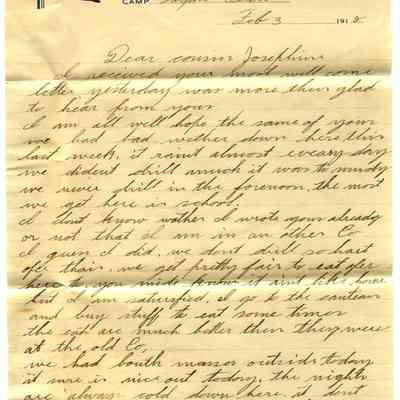 WWI Letter, Feb. 3, 1918