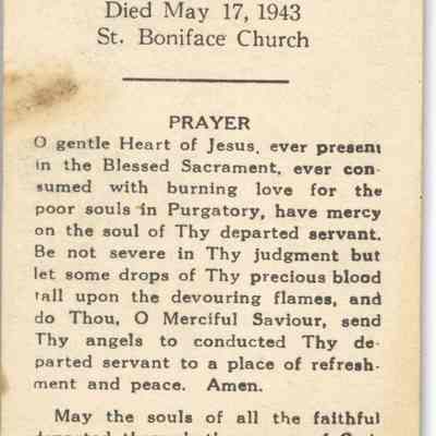 Mary M. Ennesser Funeral Card