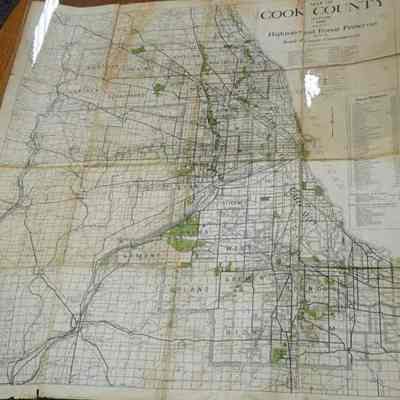 Map of Cook County Illinois showing highways and forest preserves