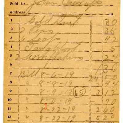 Firnbach and Raupp Receipt 1919