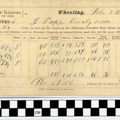John Popp Illinois Taxes Receipt 1871