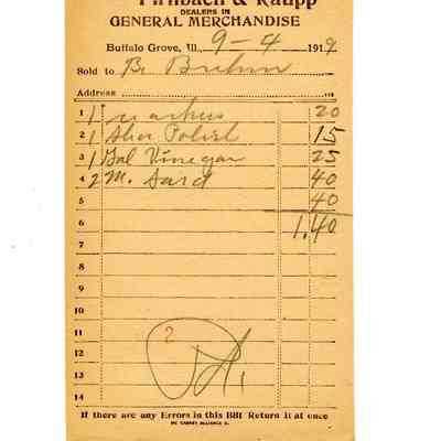 Firnbach and Raupp Receipt 1919