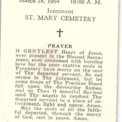 Catherine L. Borre Funeral Prayer Card