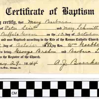 Mary Barbara Leist Baptismal Certificate