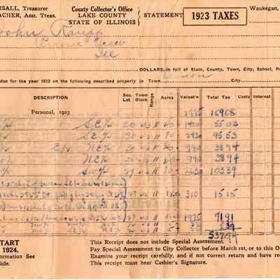 John Raupp 1923 Tax Receipt