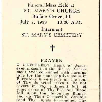 Christine Emmerich Funerary Card 1958