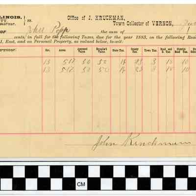 John Popp Taxes Receipt 1883