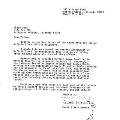 Letter to Editor 1989