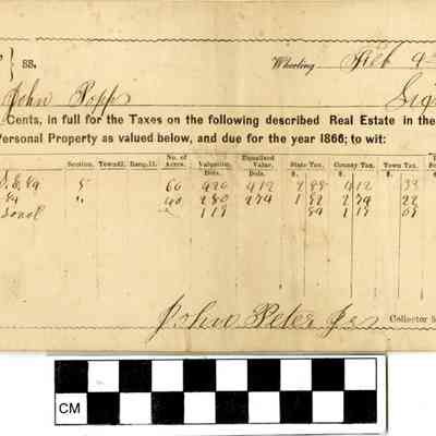John Popp Taxes Receipt 1866