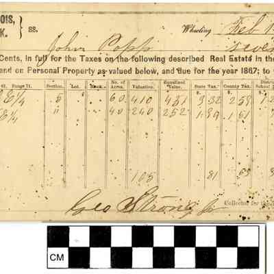 John Popp Taxes Receipt 1867