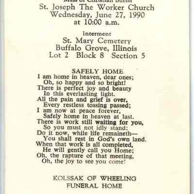 Lorraine C. Brown Funeral Prayer Card