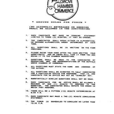 BG Chamber of Commerce Candidate Forum Rules 1989