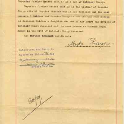 Deposition of Mike Raupp re. Susanna Raupp 01/05/1936
