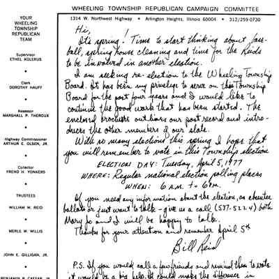 Bill Reid Letter 1977