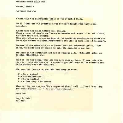 Campaign Call Instructions