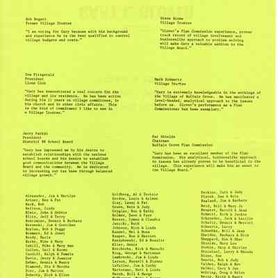 Glover Election Pamphlet 1980s