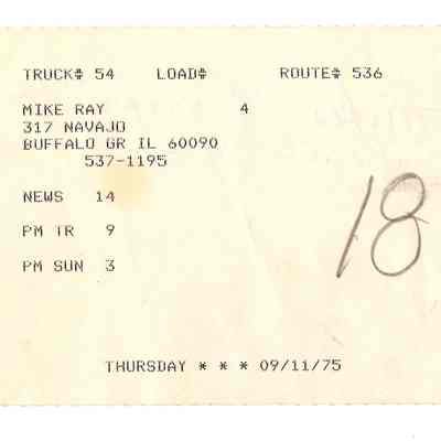 Route Slip, Chicago Tribune
