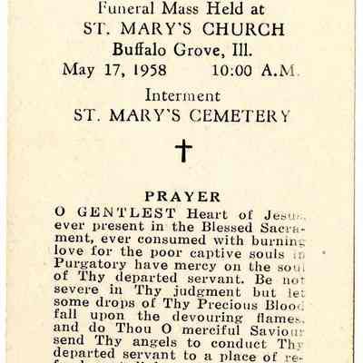 Frank H. Welter Funerary Card 1958