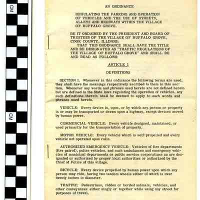 Traffic Regulations: An ordinance