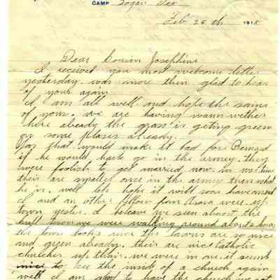WWI Letter, Feb. 25, 1918