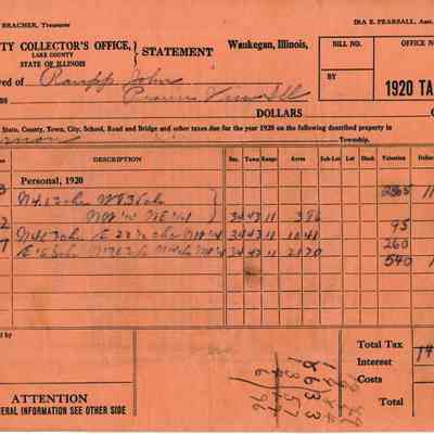 John Raupp 1920 Tax Receipt