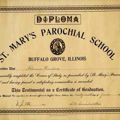 Florence Weidner St. Mary's Diploma