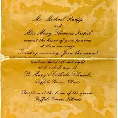 Raupp and Nickol Wedding Invitation 1908
