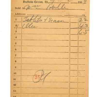 Firnbach and Raupp Receipt 1919