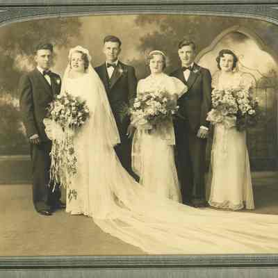 Clarence Weidner and Helen Michelau wedding party portrait