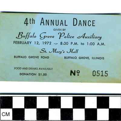 Ticket - Buffalo Grove Police Annual Dance 1972