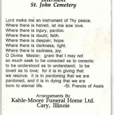 Lorraine R. Miklica Funeral Prayer Card