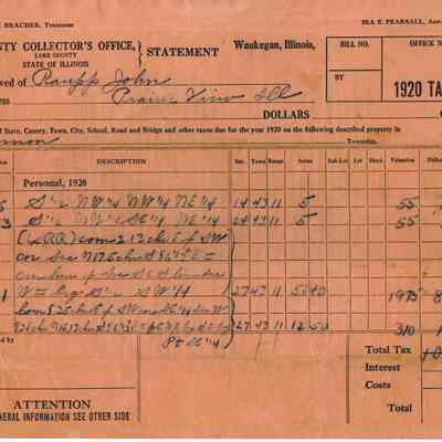 John Raupp 1920 Tax Receipt