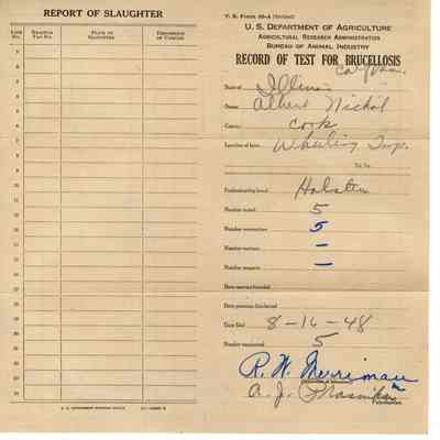 Record, Brucellosis Test