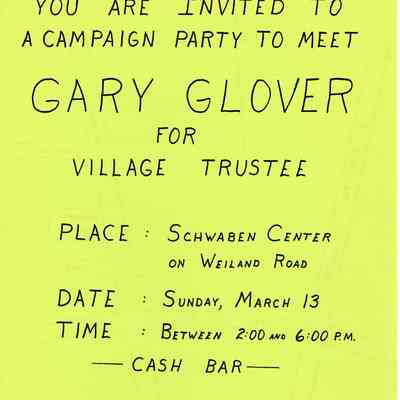 Glover Campaign Party Poster 1983