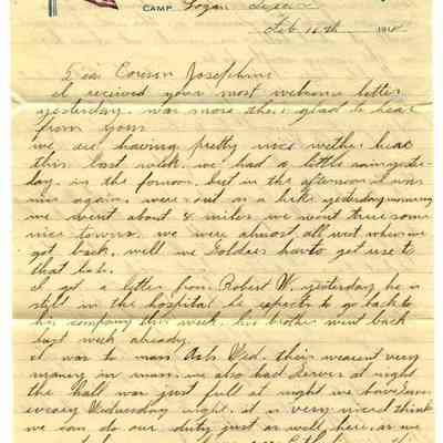 WWI Letter, Feb. 16, 1918