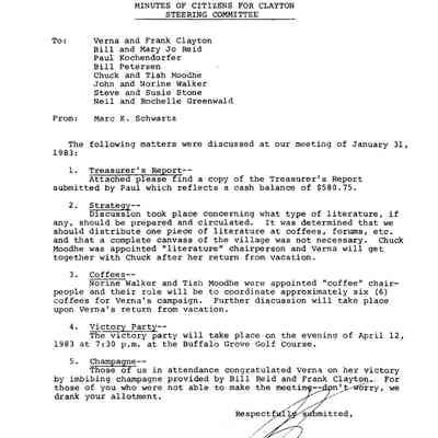 Citizens for Clayton Steering Committee Notes