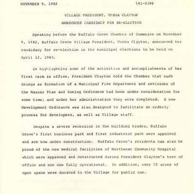 Clayton Election News Release 1982