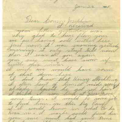 WWI Letter, Jan 22, 1918