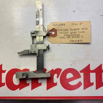 Catalog #426 Slide Caliper Square w/Height Gage Base Attachment 4"