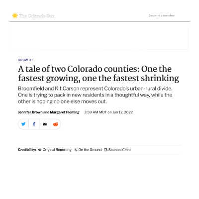 Article " A Tale of Two Colorado Counties"