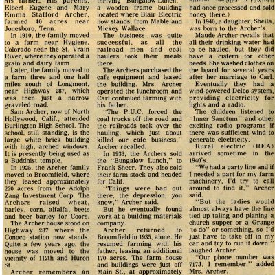 Broomfield history- Carl Archer, farmer