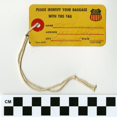 Union Pacific Railroad Baggage Tag