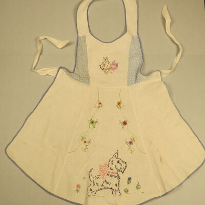 Bib-style Apron with Embroidered Dog