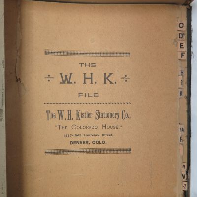 Cover page of letter holder.: Origsize: 3" (h) x 11.5" (w) x; Origformat: Artifact