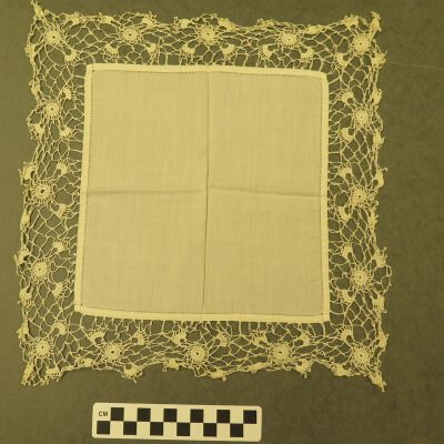Back of furniture scarf.: Origsize: 11" (w) x 11" (l); Origformat: Artifact